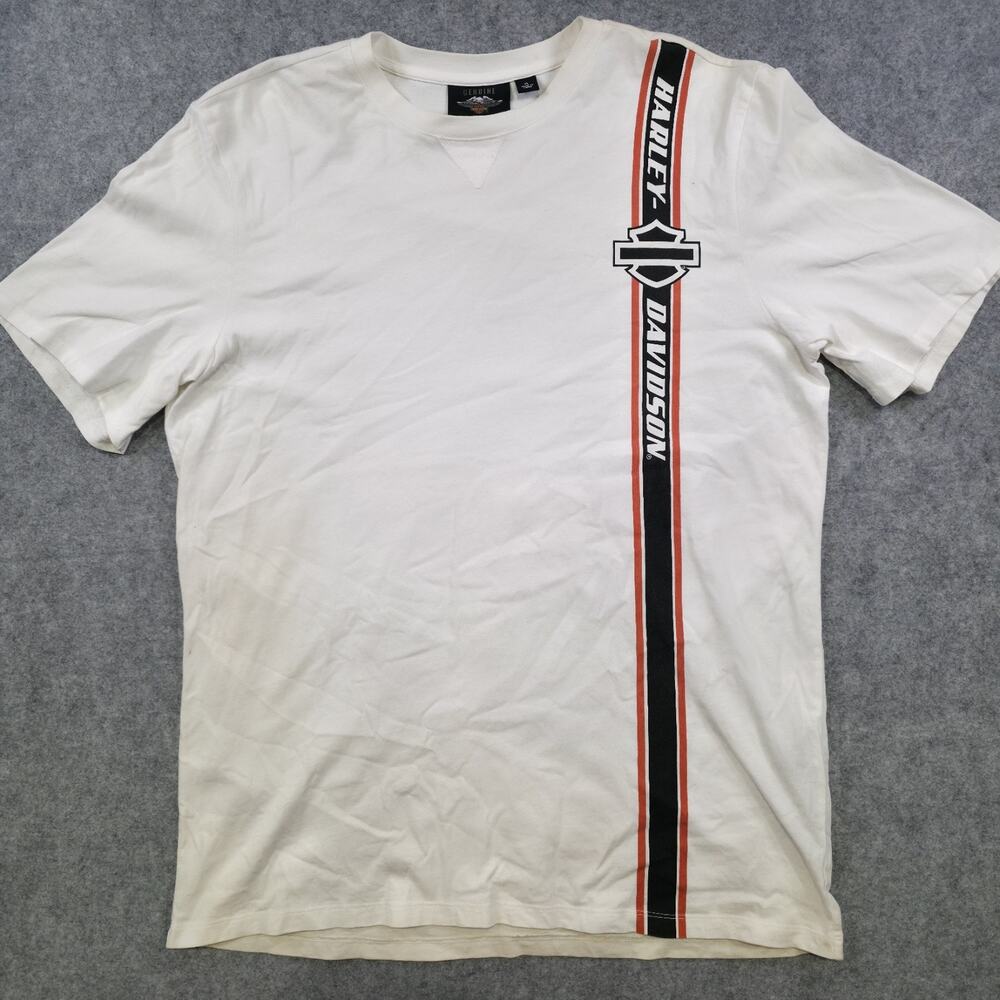 Harley Davidson Motorcycles T Shirt Mens XL White Vertical Stripe Bar Shield Tee - Picture 3 of 9